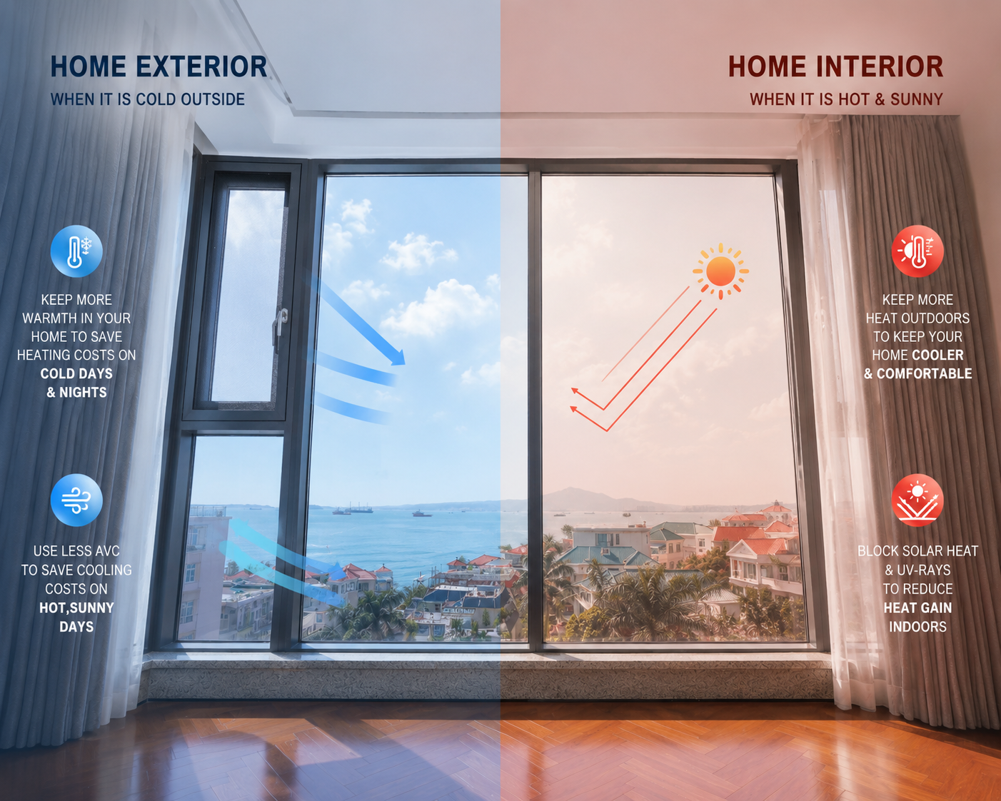 Thermal Break Aluminum Siding Window Vertical 4 Track Stacking windows Energy Saving Aluminium Casement windows Custom Size