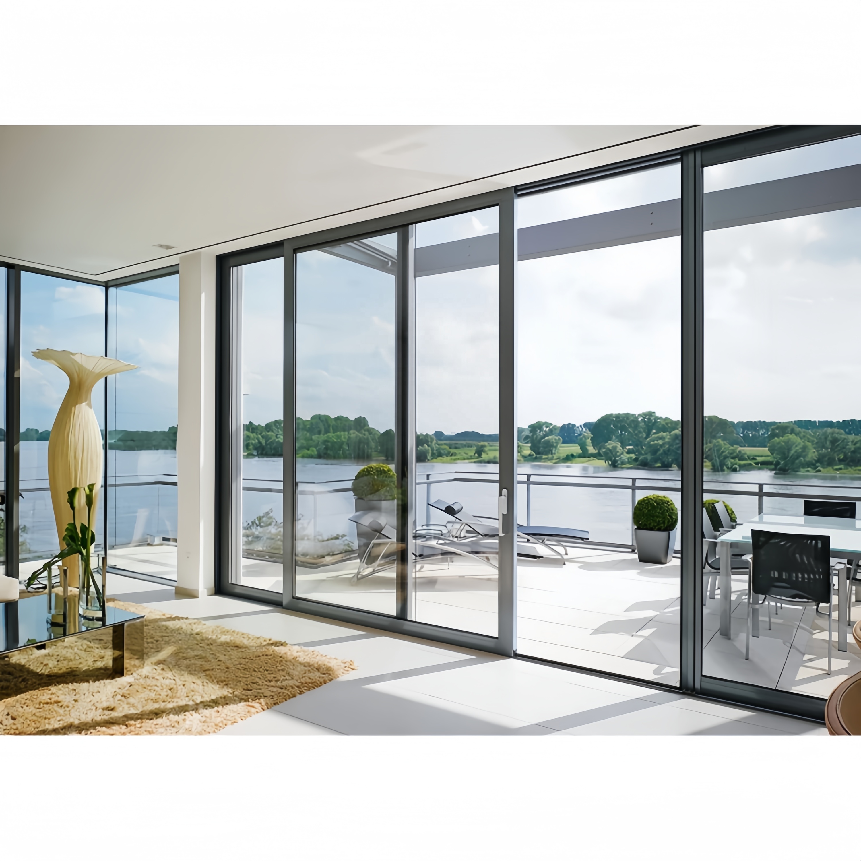 Customized High Quality Aluminium Double Tempered Glass Sliding Doors Energy Efficient More Panels Sliding Door For Sale