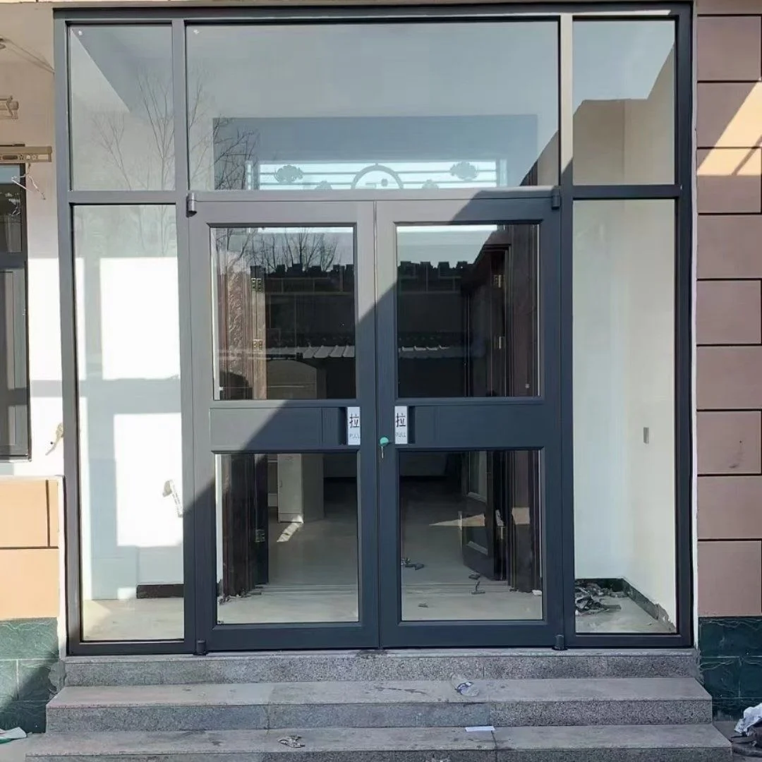 Bestselling Durable Modern Commercial Left Hand (LH) Aluminum Alloy Frame Tempered Glass Waterproof Storefront Door Model 009 1