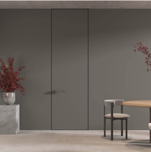 Modern Minimalist Invisible Aluminum Flush Door Assembly Finished Interior Exterior Door Fiberglass Screen