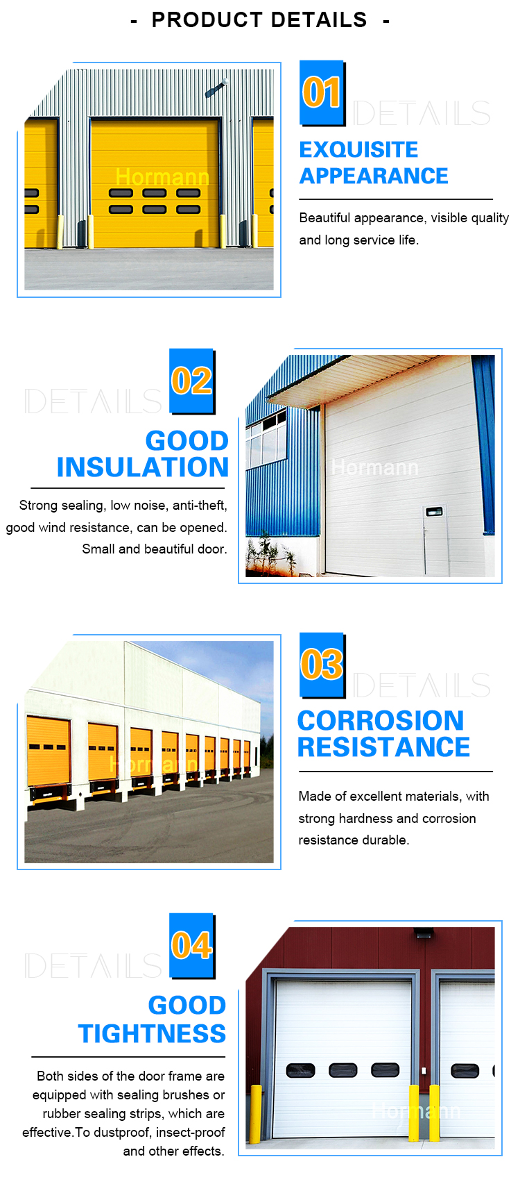 External Roll Type Metal Aluminum Alloy Industrial Lifting Door Heavy Duty Drum Spiral High Speed Door