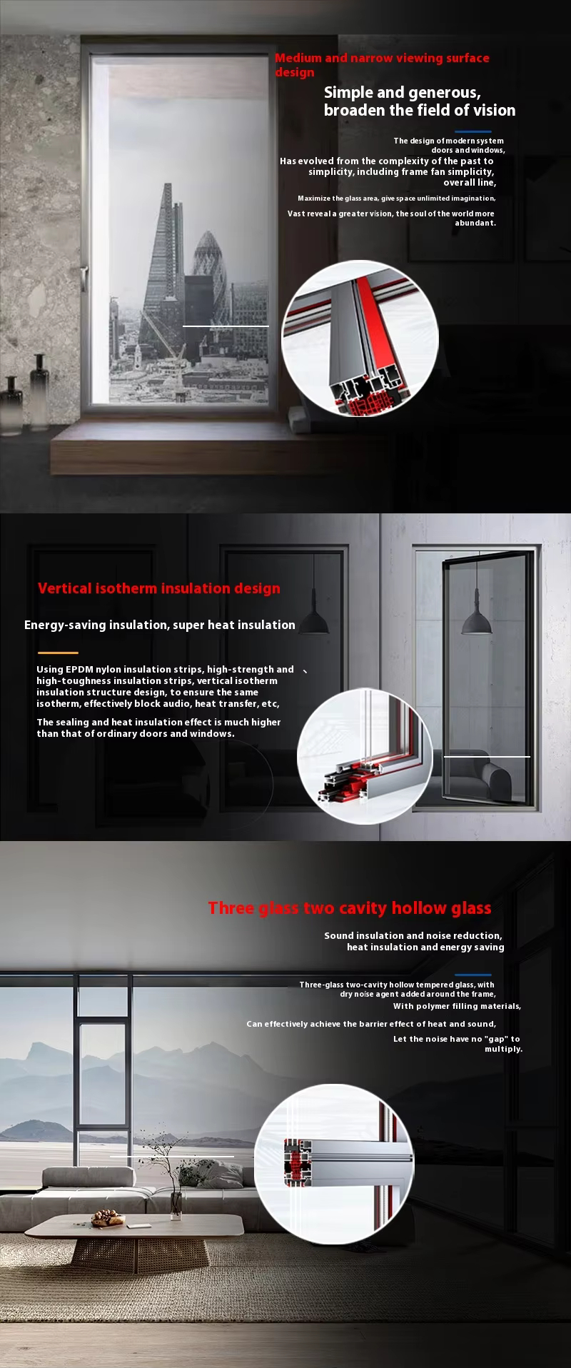 DEMEA Boutique Hotel Bathroom Project Waterproof Energy Saving Round Top Custom Glass Thermal Break Aluminum Casement Window