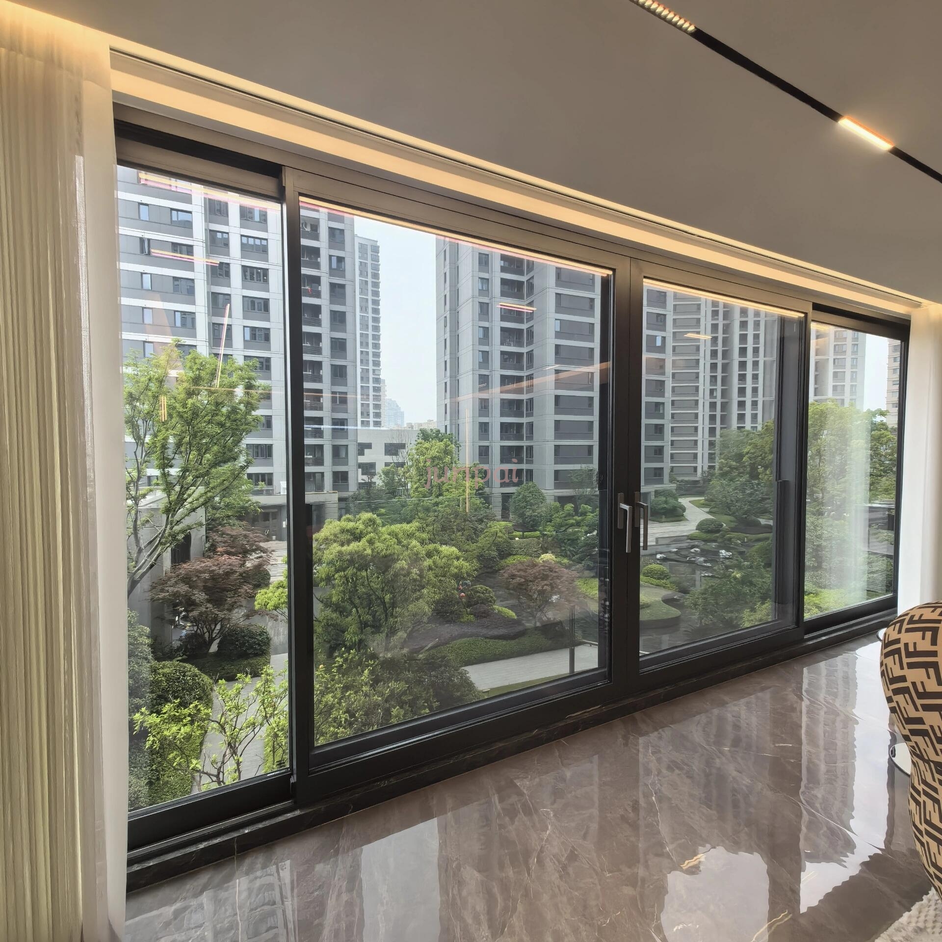 Modern Double Glazed Tempered Glass Aluminum Sliding Patio Doors For Exterior Residential Entry Doors