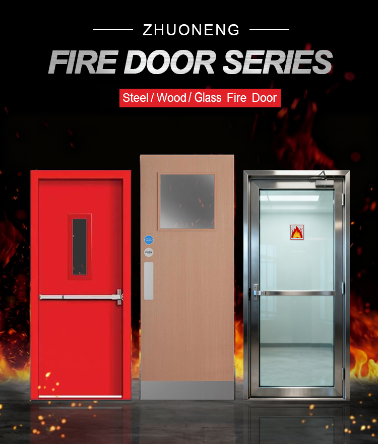Custom Safety Entry Glass Fire Security Door Aluminum Modern Design Interior Use Fire Prevention Sound Insulation for Hotels