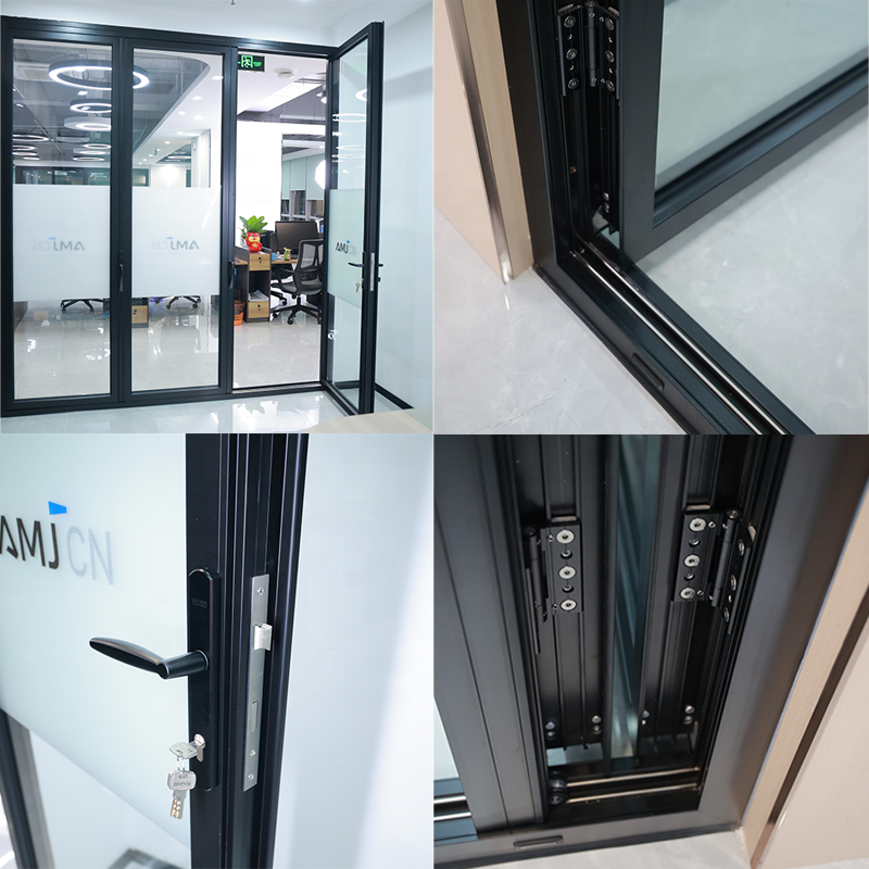 Outdoor Aluminum Vertical Stacking Door Double Tempered Glass Insulated Waterproof Patio Balcony Bi Folding Doors