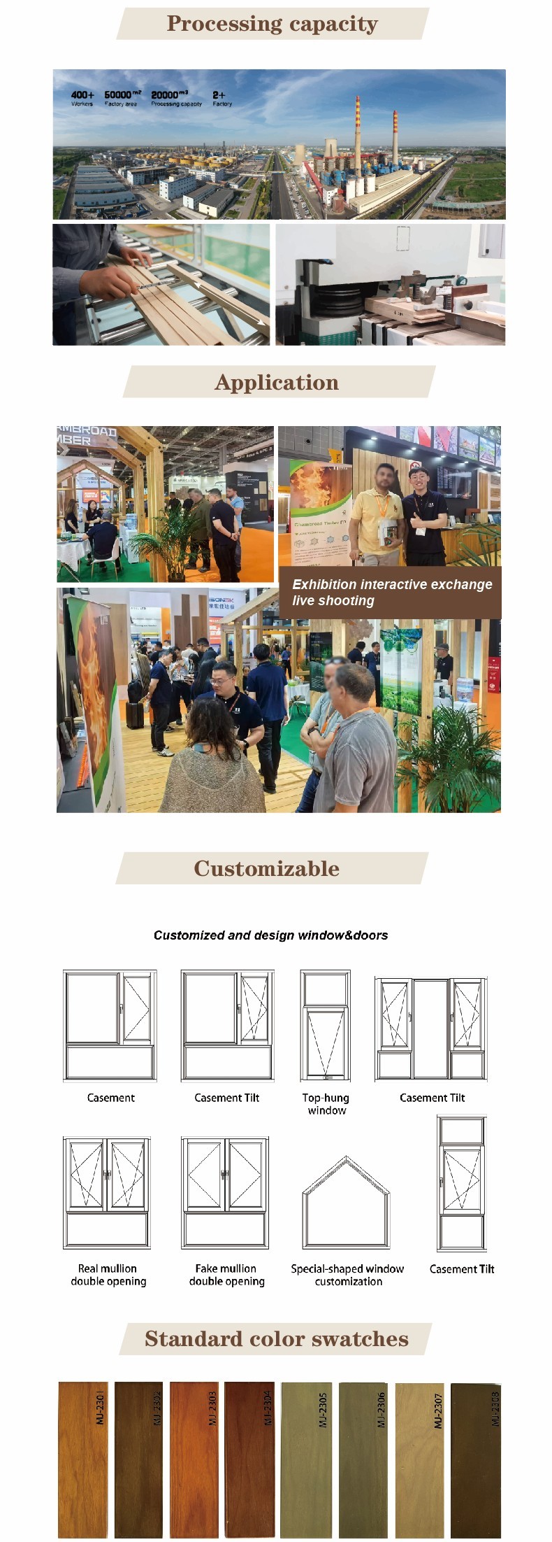 Durable Wood Casement Windows Weather Resistant Natural Grain Easy to Install Patio Use