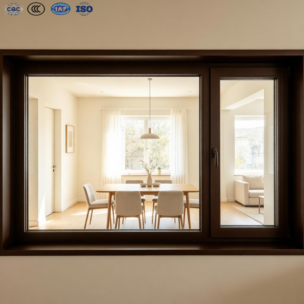 Custom Black Aluminum Casement Windows Energy Efficient Thermal Break Triple Glazed Aluminum Windows With Grid