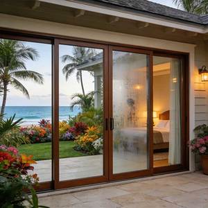 Sunnysky Aluminum Sliding Door Narrow Frame Panoramic Glass Windows Large Opening Balcony Patio Luxury Villa Residential