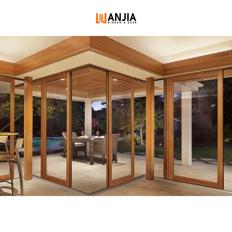 Manufacturer Wholesale House Home Balcony Door Aluminum Clad Wood Door Custom Aluminum Wood Sliding Door