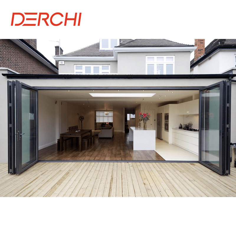 Aluminum Outdoor Patios Folding Door Heat Insulation Energy Efficient Bifold Door Modern Style Accordion Door