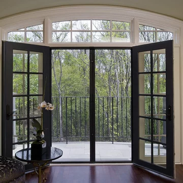 Modern Slim Frame Aluminum Glass Entry Door Interior French Swing Door