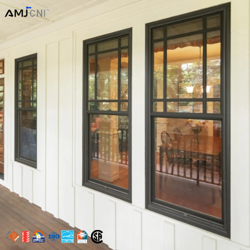 AMJ NFRC Csa AS2047 Modern Replacement windows Aluminum Door and Window Aluminum Vertical Sliding Window Double Hung Window
