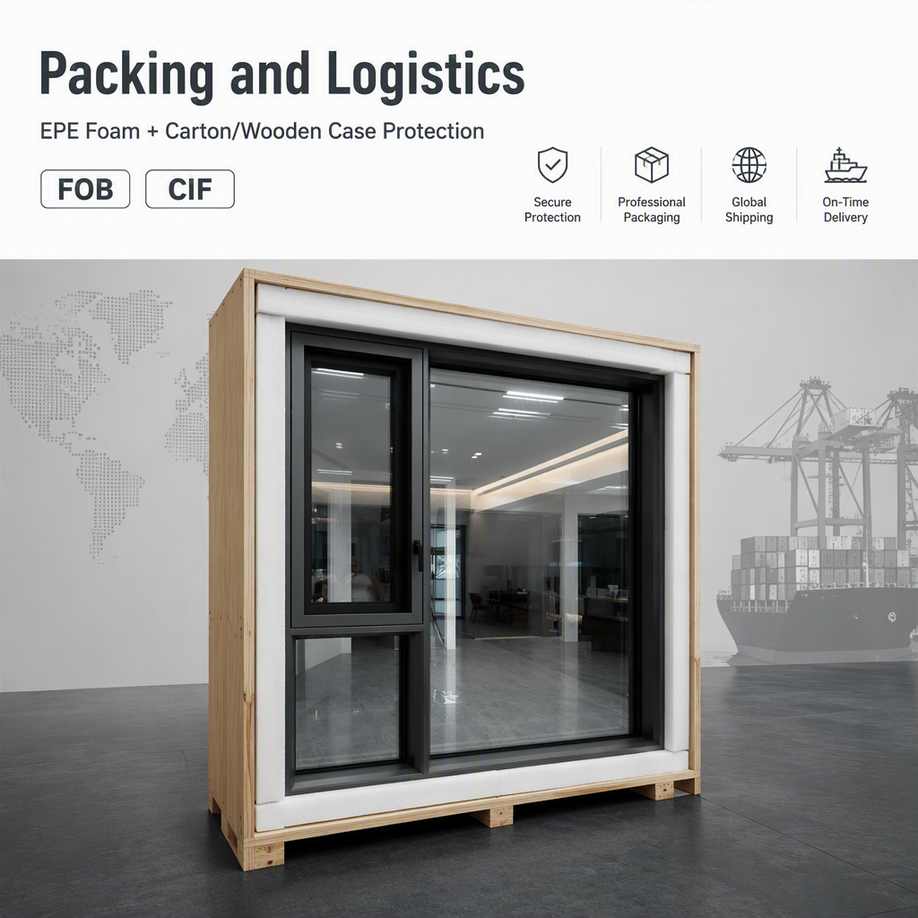 120 Series Casement Window Center Fixed Side Open Thermal Break Aluminum Window