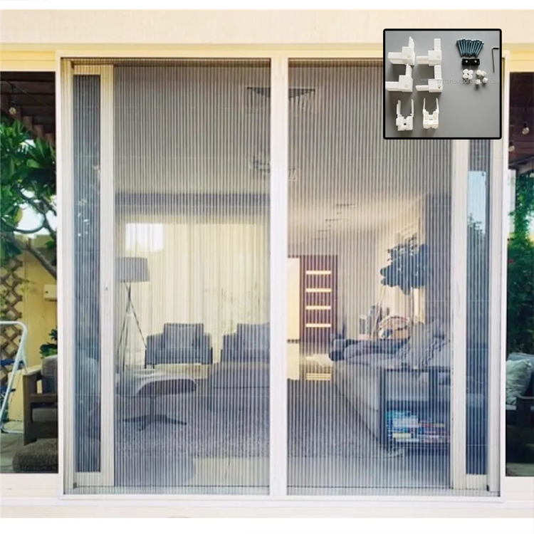 Smooth And Easy To Open And Close Mosquito Net Folding Mesh Doors Pleated Window Polyester Screen Door