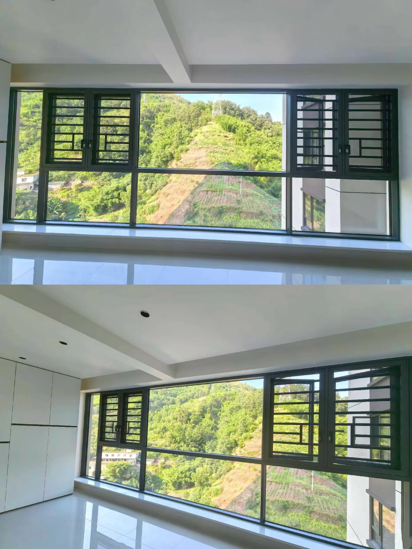 Modern Villa Double Sash Tempered Insulated Glass Soundproof Thermal Break Flush Screens Home Aluminum Casement Windows