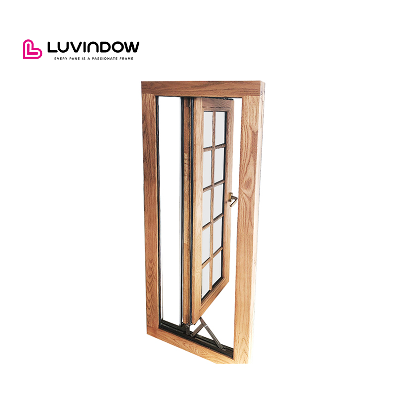 Australia Standard Simple Design Solid Wood Casement Windows Double Glazed Aluminum Clad Wood Out Swing Window