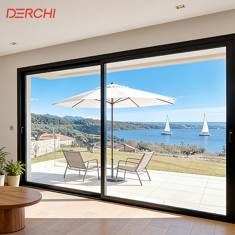 DERCHI USA Brand Ultra View Aluminum Lift Slide Doors Save Energy Heat Insulation Heavy Duty Patio Aluminum Sliding Glass Doors