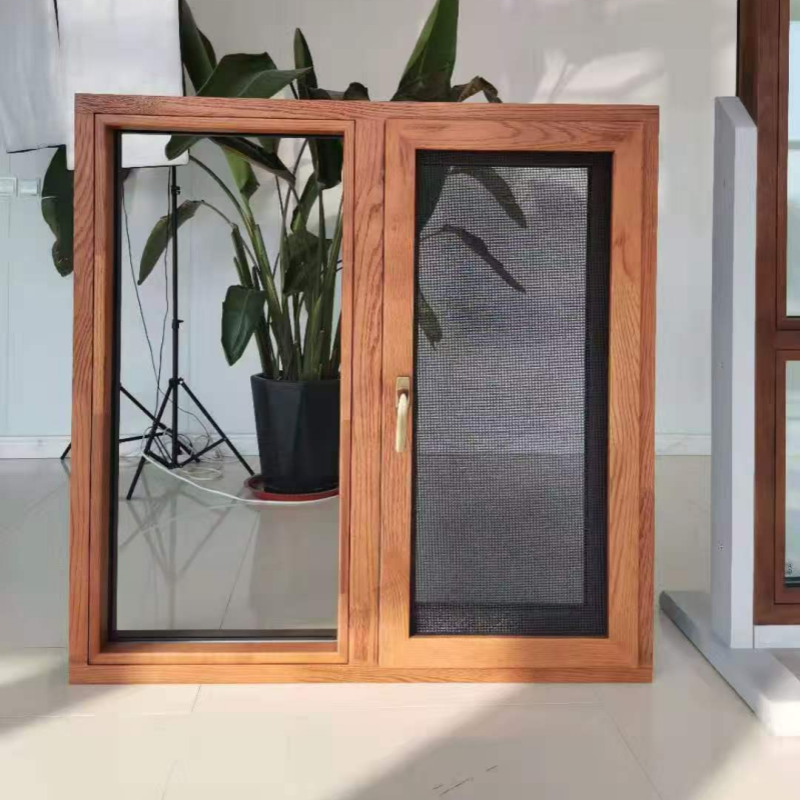 China Supplier Thermally Efficient Aluminum Clad Wood Windows Waterproof Large Glass windows