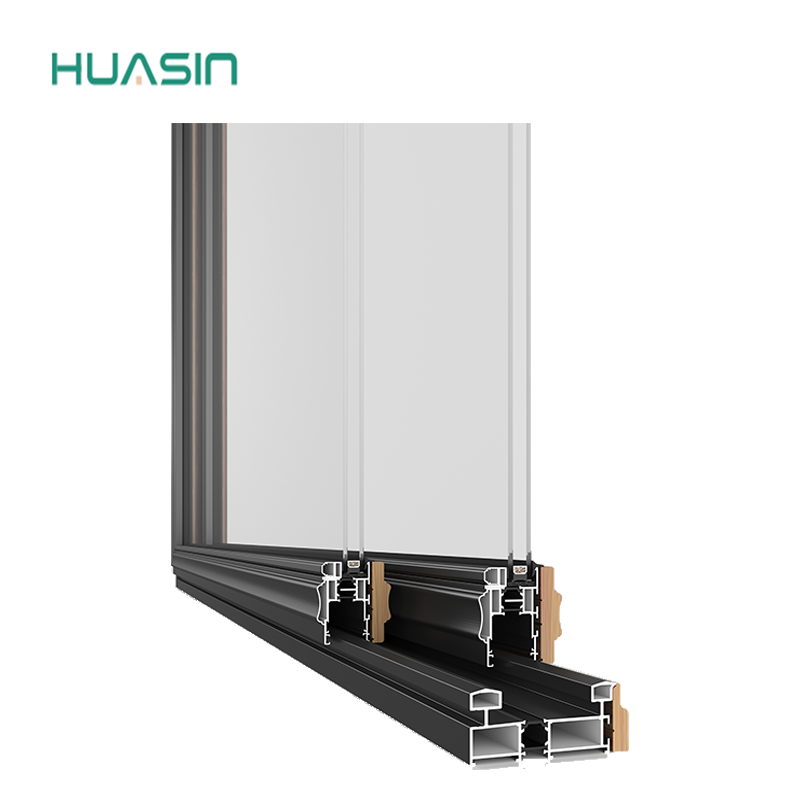 Huasin NFRC CE Double Track Energy Efficient Modern Residential Patio Aluminum-Clad Wood Sliding Door