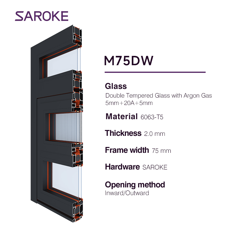 Aluminium Swing Casement Patio North America Black Color Florida Hurricane Proof Impact windows and Doors