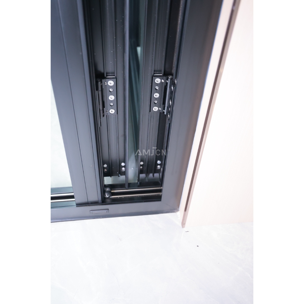 AMJ Heavy Duty Coastal Glass Commercial Aluminum windows and Doors Patio Folding Glass Door Double Glazed Glass Bifold Doors