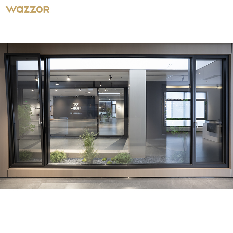 Wazzor New Style House Modern Simple Black Aluminium Casement Windows Hardware Frame