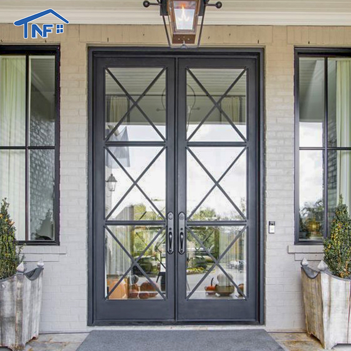 Custom Factory AS2047 NFRC Interior Aluminum Door Soundproof Entrance Low-e Double Tempered Glass Casement French Doors