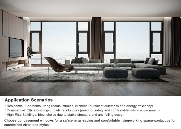 NFRC Tilt and Turn Black Narrow Frame Double Glazed Thermal Break Modern Residential Aluminum Windows House Aluminium Window