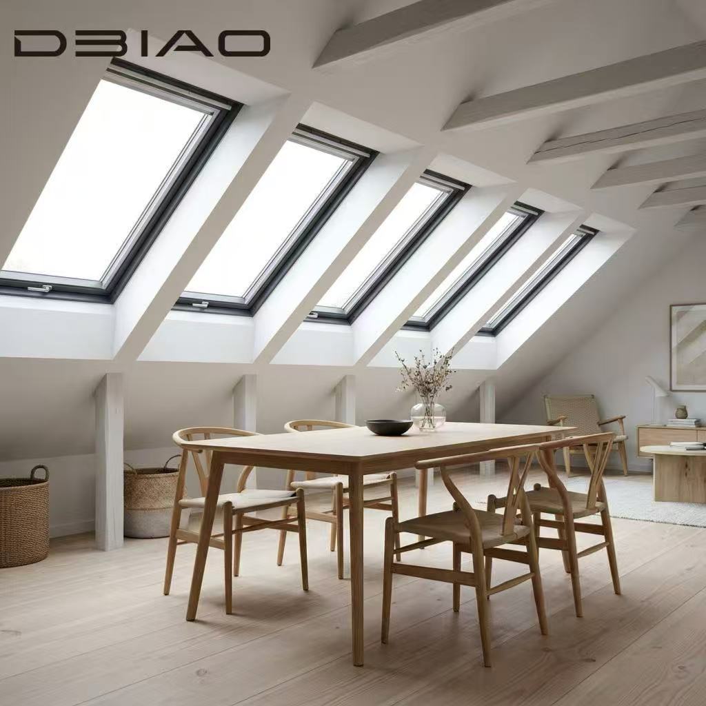 Modern Manual Vertical Swing Vent Skylight Double Insulated Tempered Glass Aluminum Frame Soundproof Bright Basement Roof Window