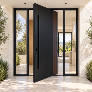 Wood Look Aluminum Entrance Door with a Contemporary Design