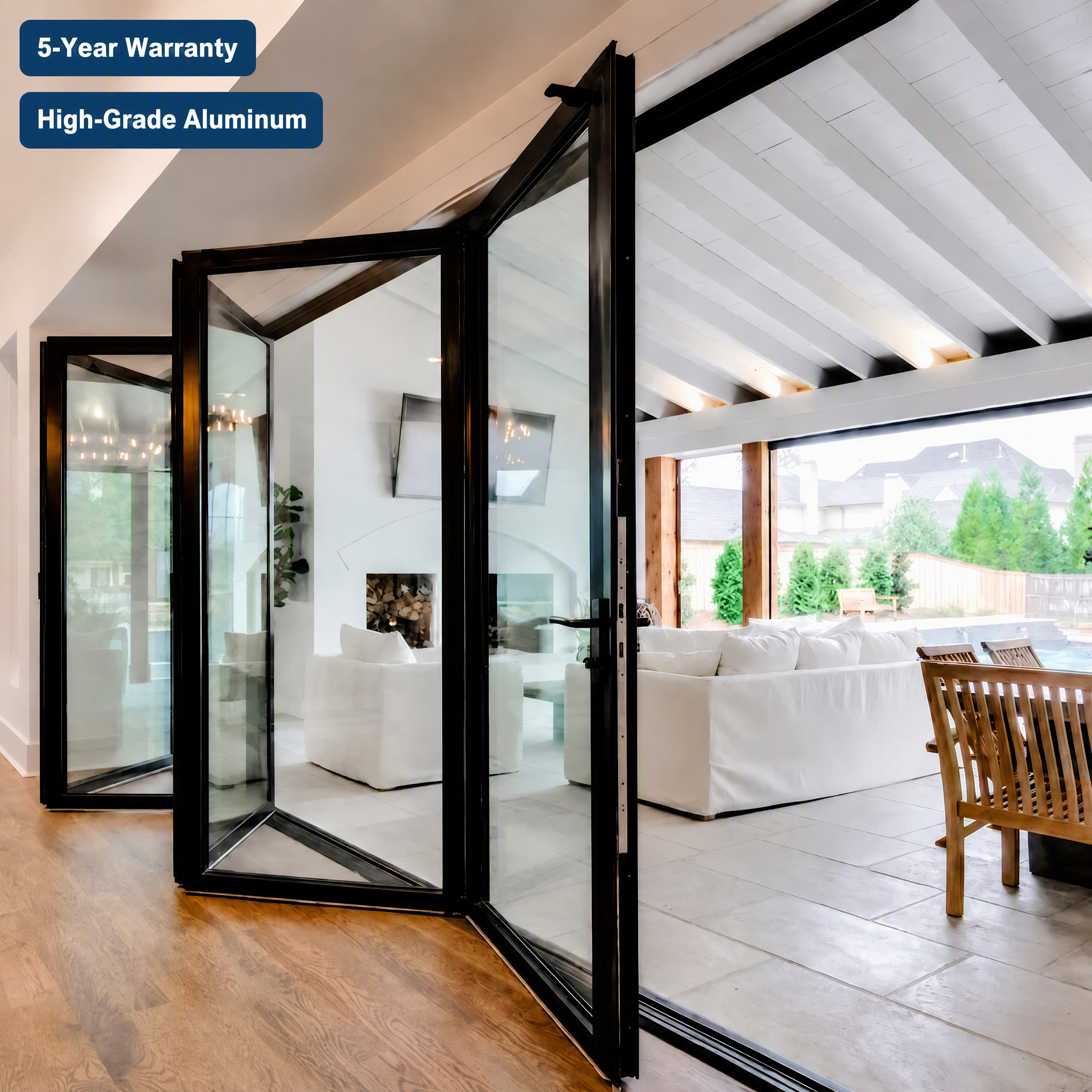 Child Safe Aluminum Folding Doors with Smooth &amp; Reliable Movement Waterproof for Bathroom Kitchen &amp; Courtyard in Modern Houses