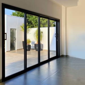 Customized Latest Design Villa House Doors Aluminium 4 Panel Sliding Door Exterior Patio Aluminium Double Glass Sliding Doors