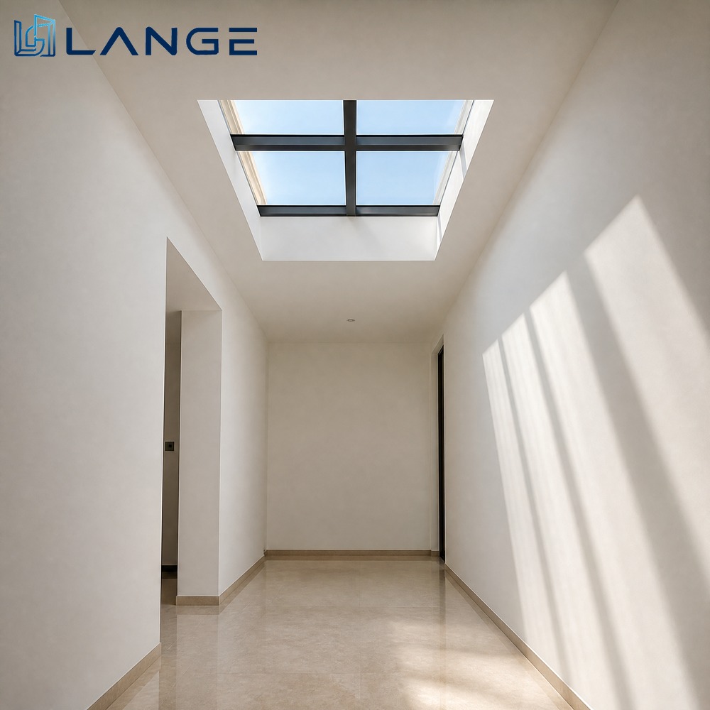 LANGE Modern Aluminum Skylight Flat Roof Window Double Glazed Soundproof Waterproof for Loft and Villa House