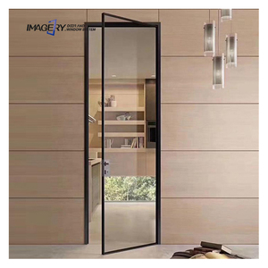 French Simple Design Narrow Frame Aluminum Glass Hinged Casement Door Aluminum Exterior Patio Door with Mesh for Kitchen/bedroom
