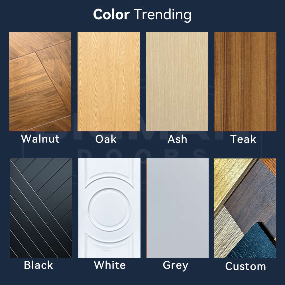 North America Residential Oak Modern Solid Wood Horizontal Multi-Panel Waterproof Interior Door For Bathroom