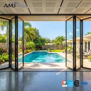Custom Size Bifold Accordion Doors Thermal Break Aluminum Low-E Glass Folding Door For Villa Hotel Project