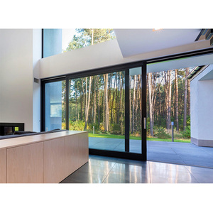 DERCHI Hurricane Impact Aluminum Horizontal Aluminum Sliding Door for House Office Partition Triple Glass Lift Sliding Doors