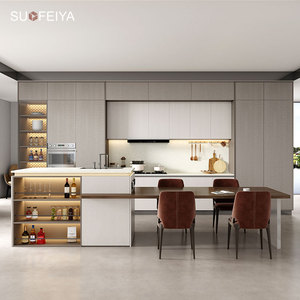 SOFEYIA Custom Modern 3D Aluminium Frame Glass Kitchen Cupboards