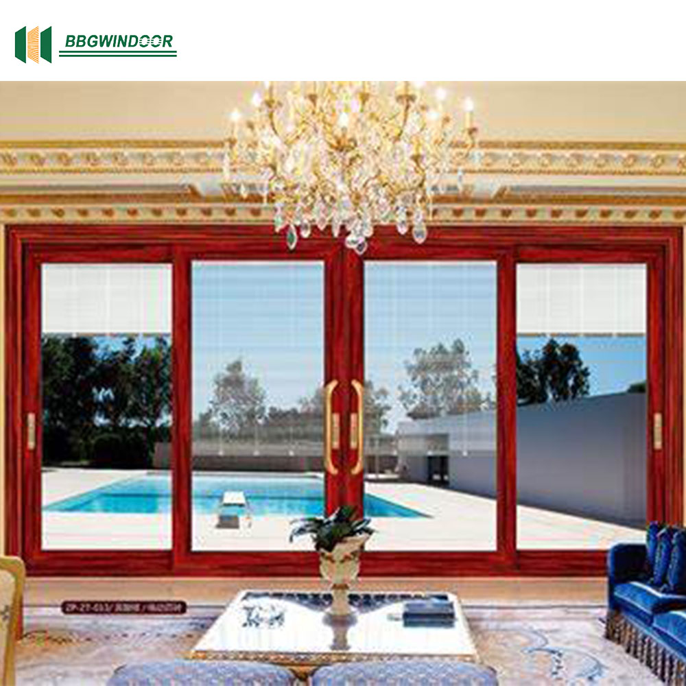 Lukliving Modern Style Aluminum Alloy Clad Wood Exterior Sliding Glass Doors with Sound Insulation and Finished Surface