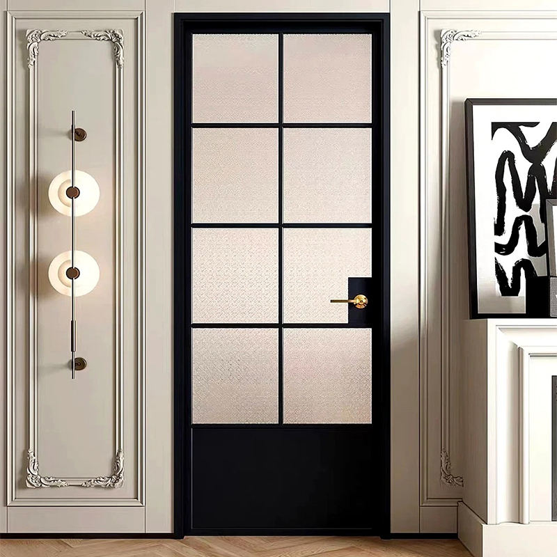 Custom Retro Slim Swing Door Vintage Arched Aluminum Frame Tempered Safety Glass Partition Door for Interior Bathroom Kitchen