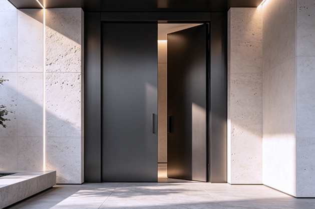 Custom luxury entry door design for a residential villa