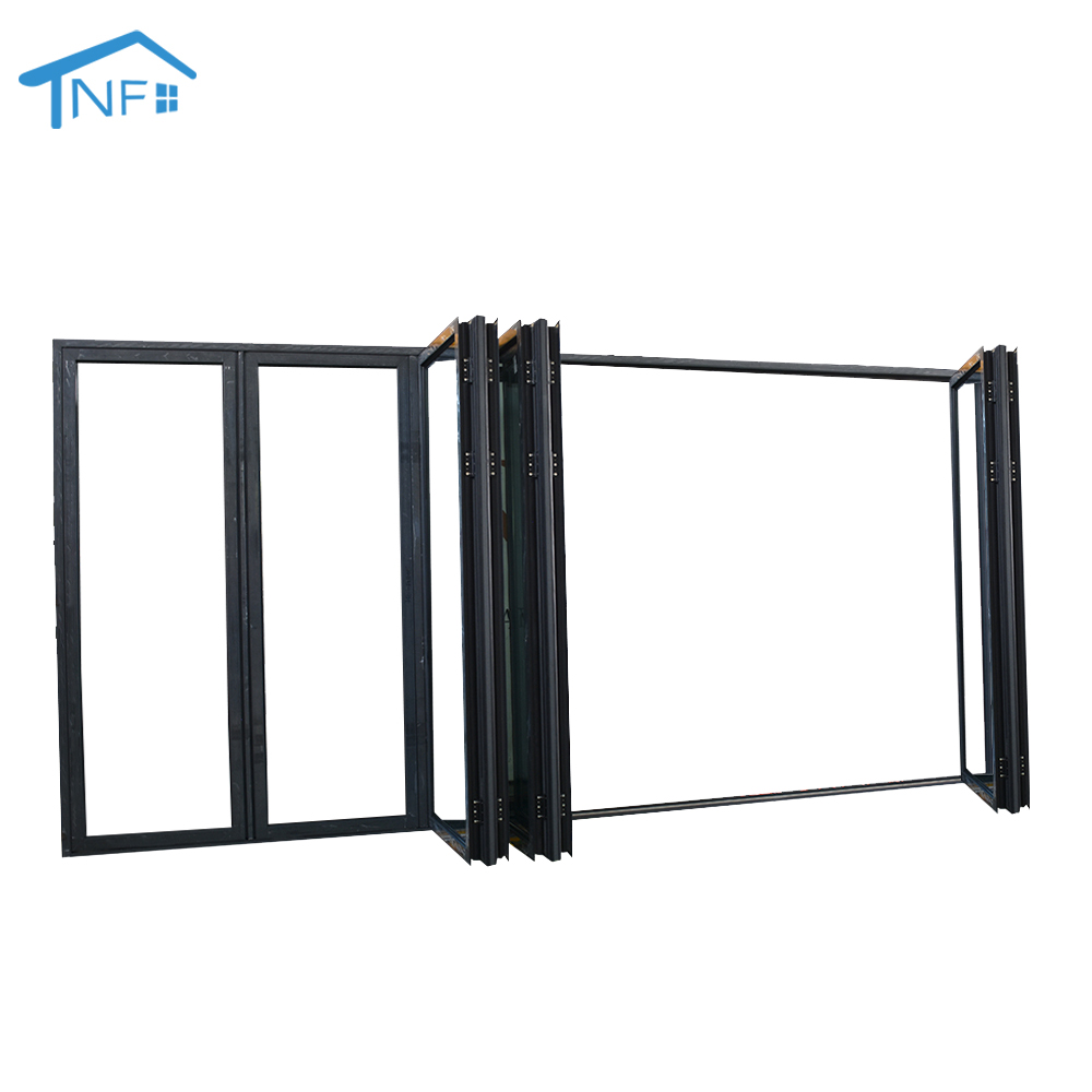 OEM NFRC Waterproof Thermal Break Aluminum Outdoor Exterior Stacking Bi-fold Accordion Folding Sliding Patio Door Bifold Door