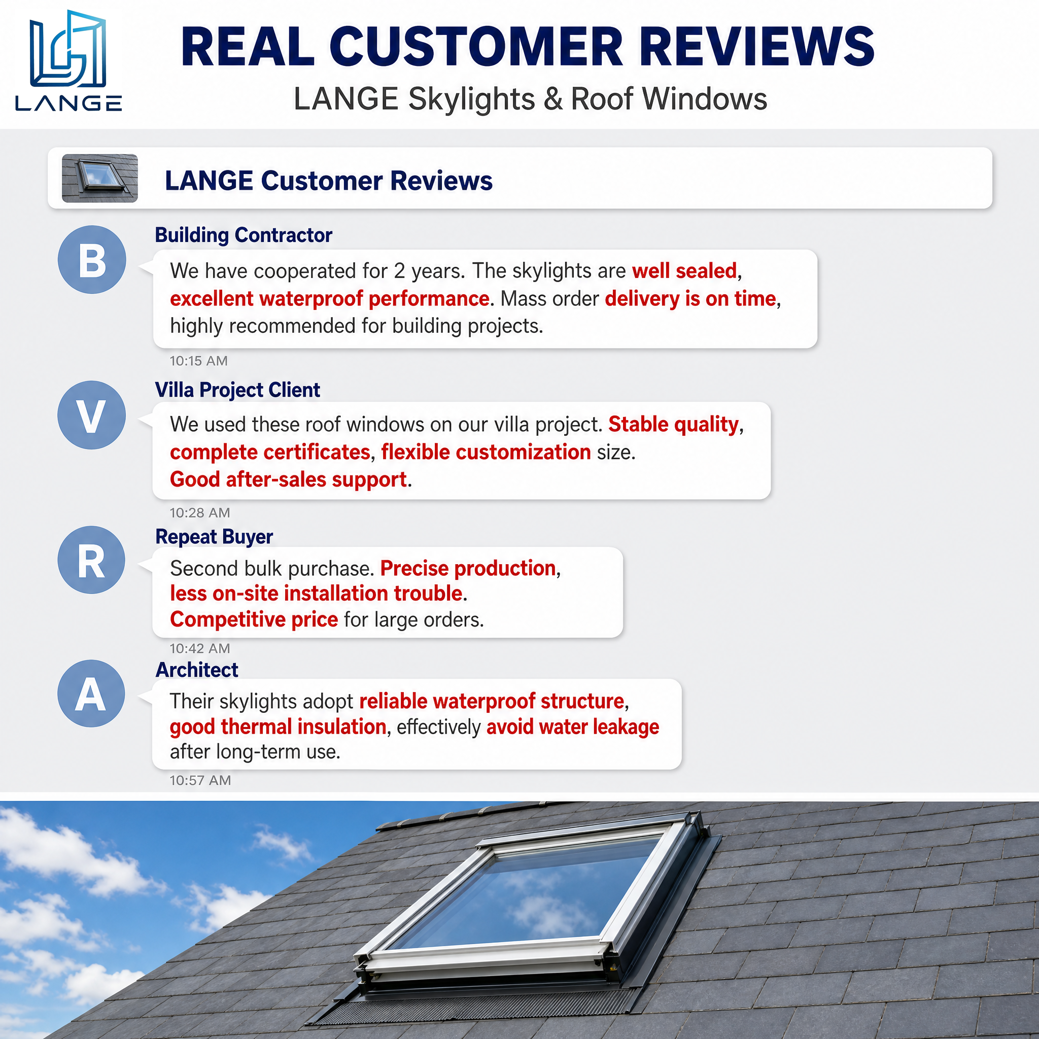 LANGE Modern Aluminum Skylight Flat Roof Window Double Glazed Soundproof Waterproof for Loft and Villa House