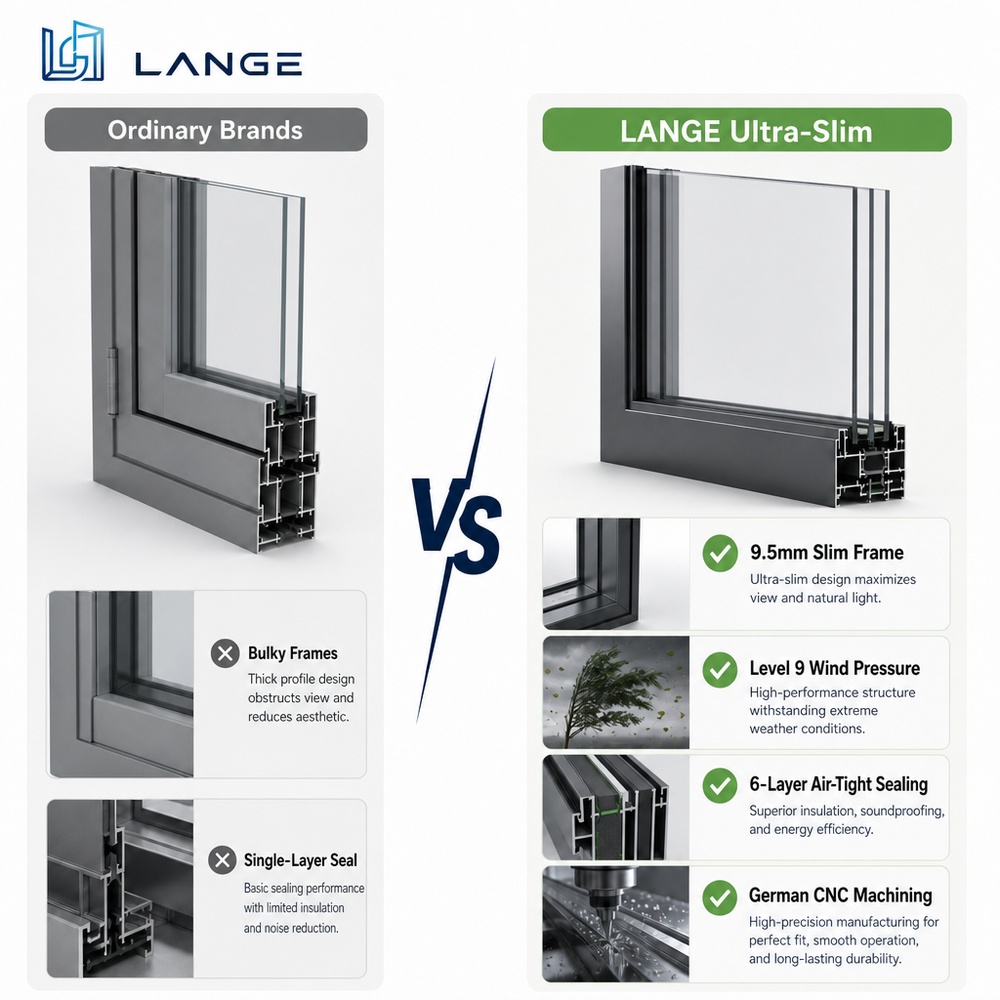 Premium 9.5mm Slim Frame Aluminum Window Inward Side Hung Tilt and Turn Soundproof Thermal Break Window for Luxury Villa