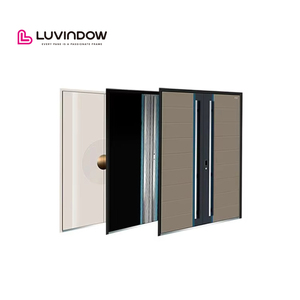 Exterior Residential Aluminum Security Doors Hurricane Impact Heat Insulated Aluminum Glass Front Entry Doors
