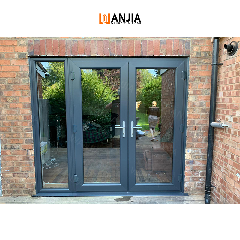Top Quality Patio Exterior Casement Glass Door Glass Aluminium French Entry Door Double Glazed Aluminum Double Casement Door
