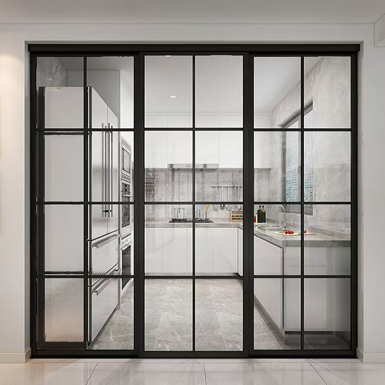 Thin Aluminum French Door, Crittall Style, Modern Minimalist Design, Suitable for Office and Hotel Interiors, Customized Size