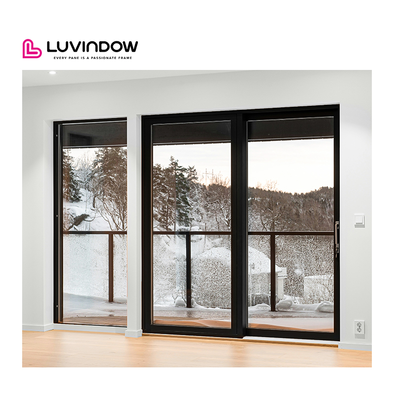 Narrow Frame Double Tempered Glass Aluminum and Glass Partition Slide Systems Modern Doors Sliding Glass Doors
