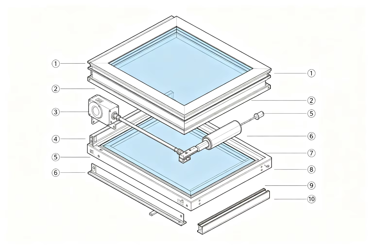 Automatic Vertical Opening Thermal Break Aluminum Alloy Sloped Roof Window