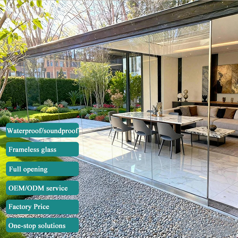 Commercial Project Sliding Bifold Door Large Full Open Glass Partition Accordion Door Apartment Villa Balcony Patio Folding Door